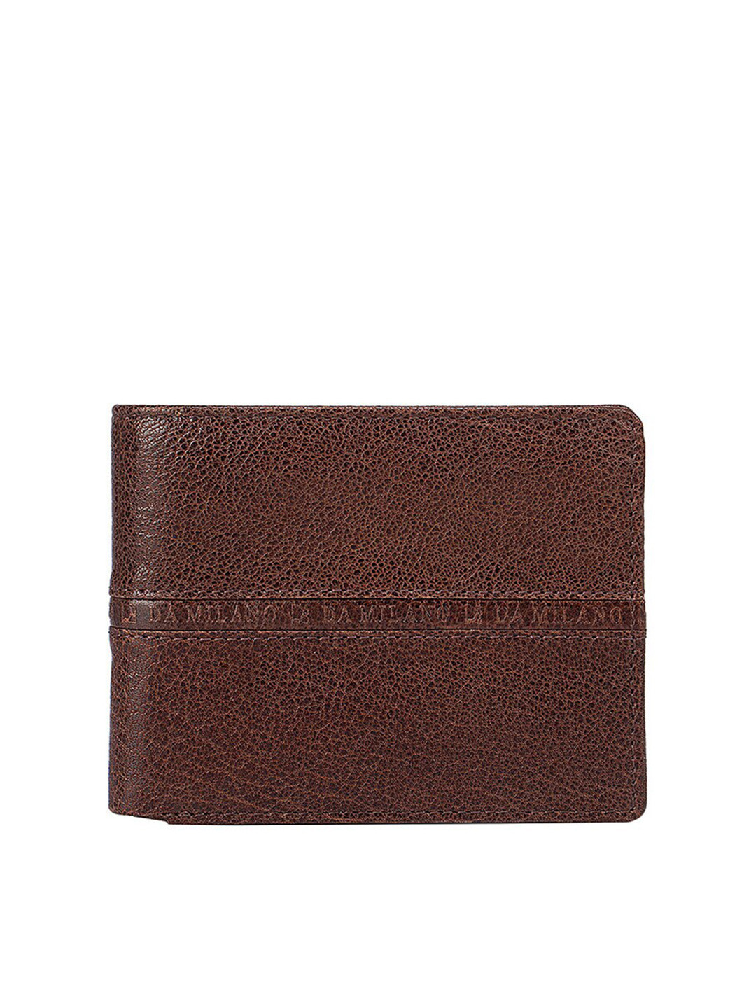 

Da Milano Men Brown Textured Leather Two Fold Wallet