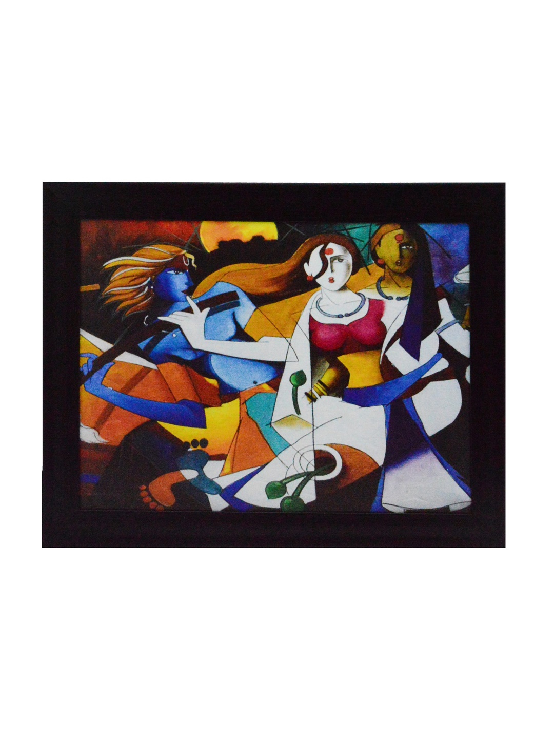 

eCraftIndia Multicoloured Abstract Figures UV Framed Wall Art, Multi