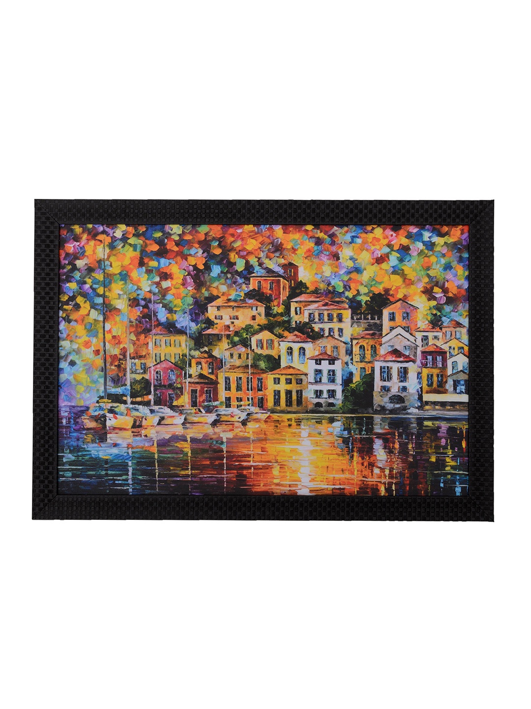

eCraftIndia Multicoloured City View Framed UV Wall Art, Multi
