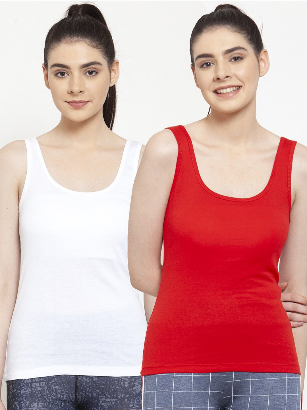 

Friskers Women Red & White Pack of 2 Tank Top