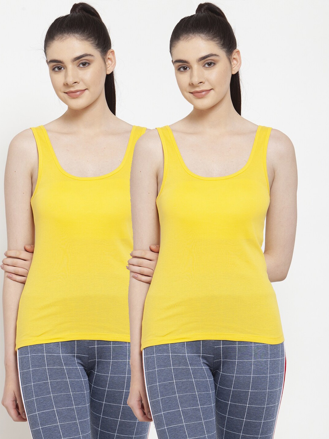 

Friskers Women Yellow Pack of 2 Tank Top