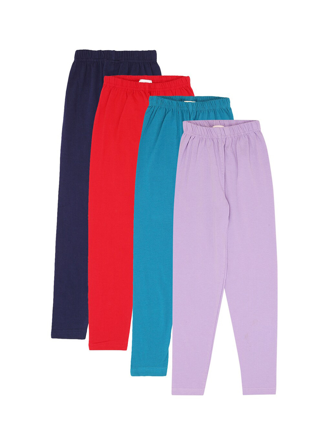 

RAINE AND JAINE Girls Pack of 4 Solid Pure Cotton Ankle-Length Leggings, Navy blue