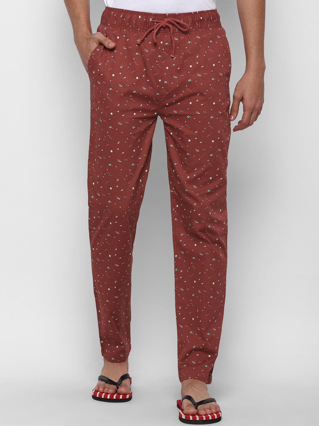 

FOREVER 21 Men Maroon Printed Lounge Pants