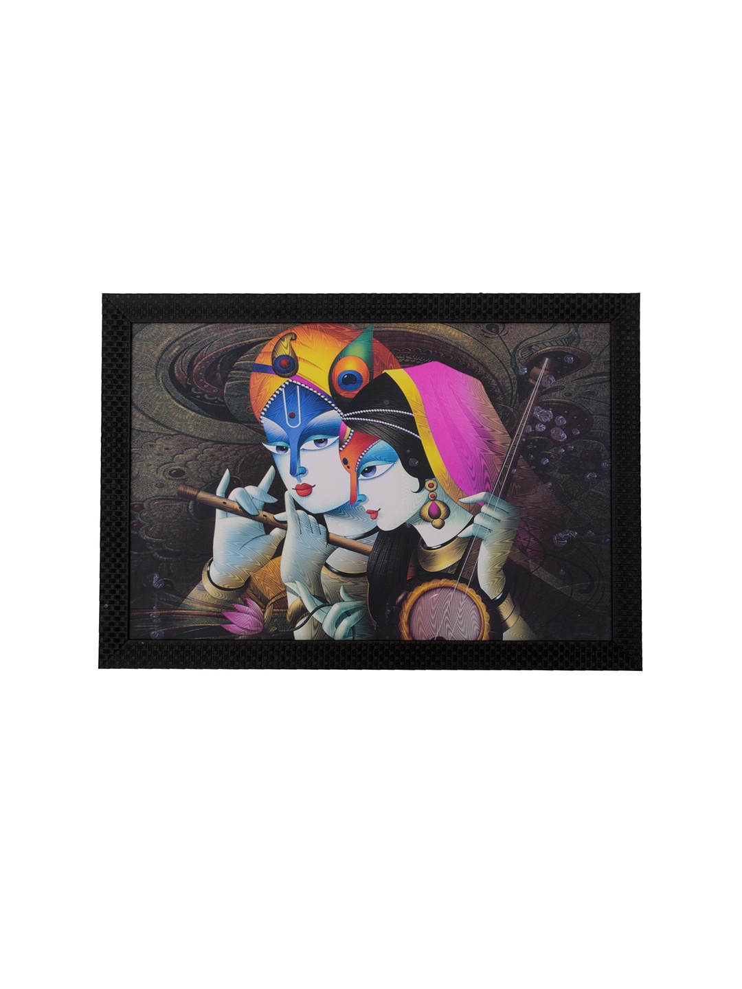 

eCraftIndia Multicoloured Radha Krishna Satin Matt Texture Framed Wall Art, Multi