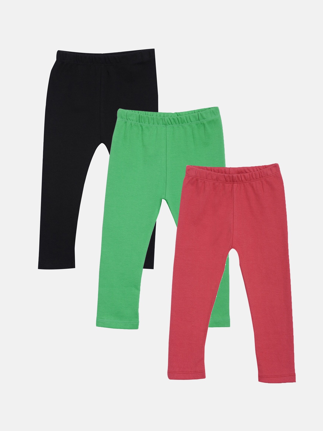 

Kryptic Girls Pack Of 3 Black Green & Red Cotton Leggings