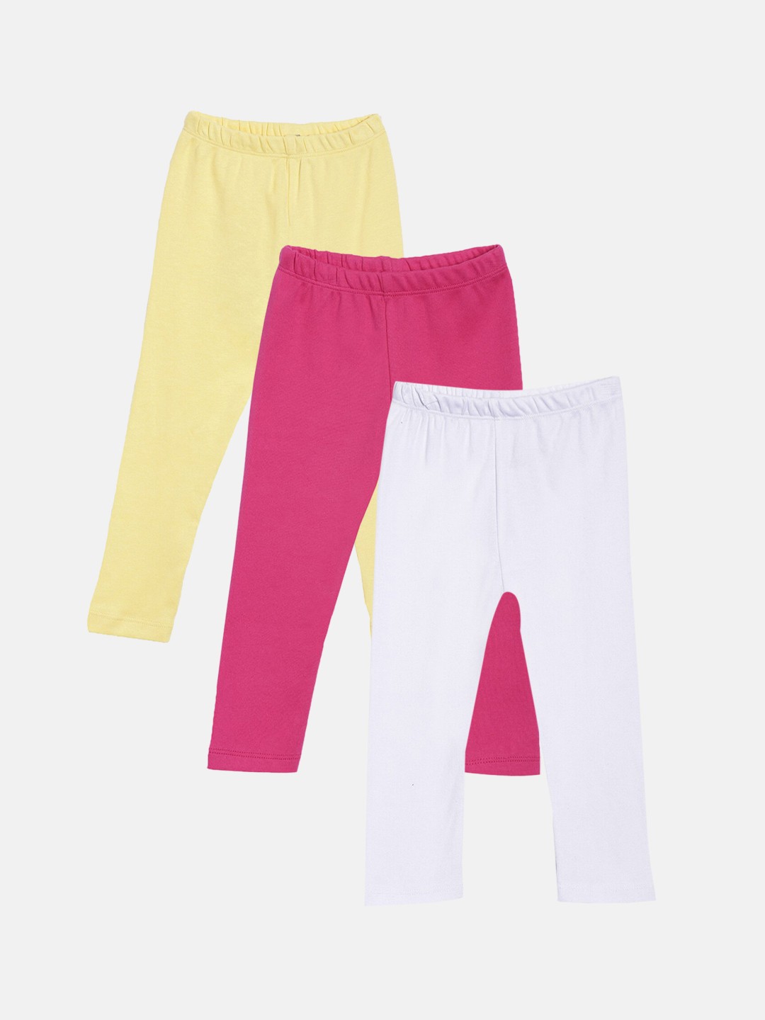 

Kryptic Girls Pink & Yellow Pack Of 3 Solid Cotton Leggings