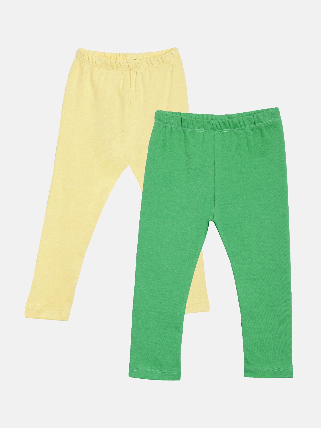 

Kryptic Girls Green & Yellow Pack Of 2 Solid Cotton Leggings