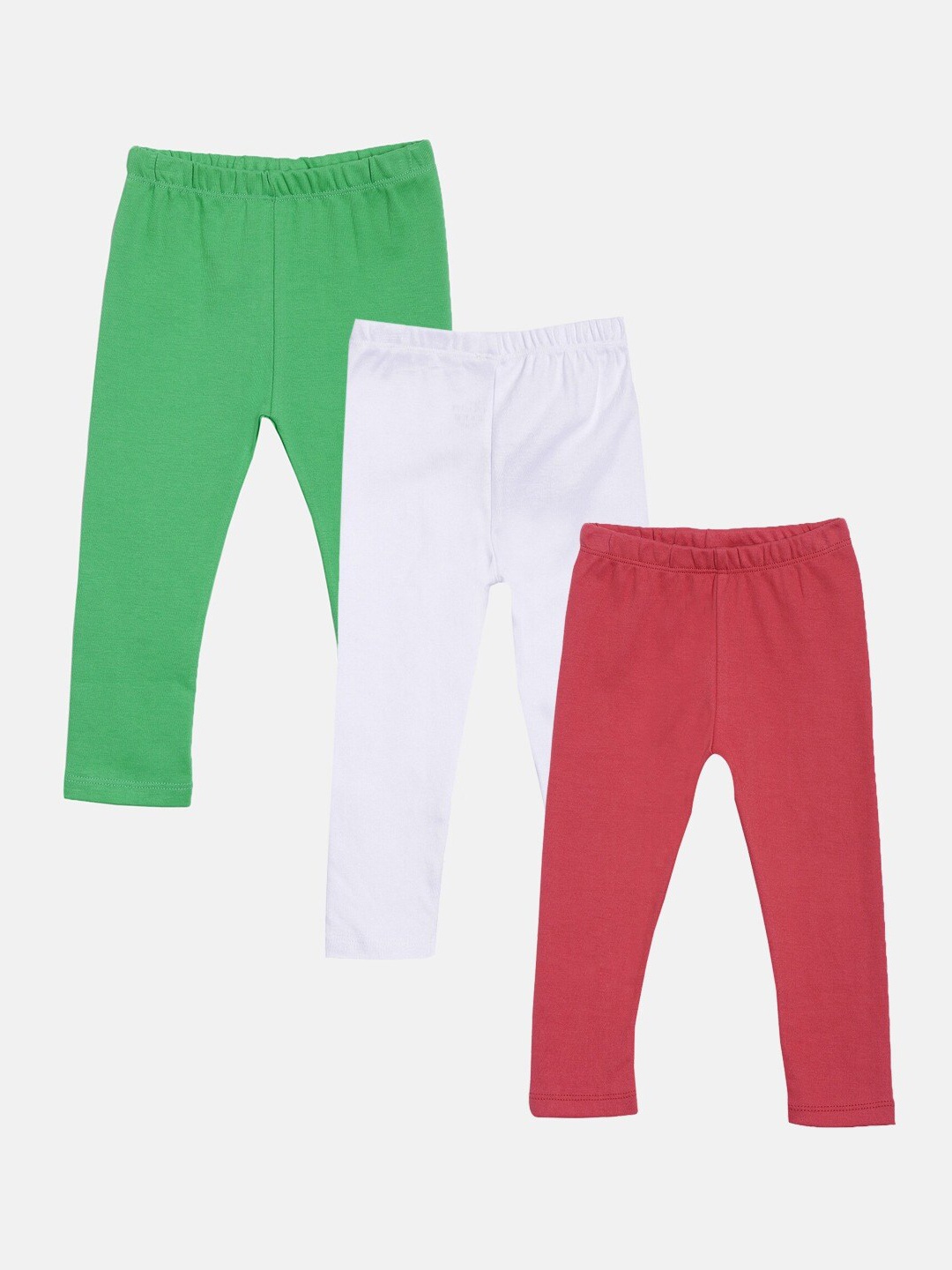 

Kryptic Girls Pack Of 3 Green & White Cotton Leggings