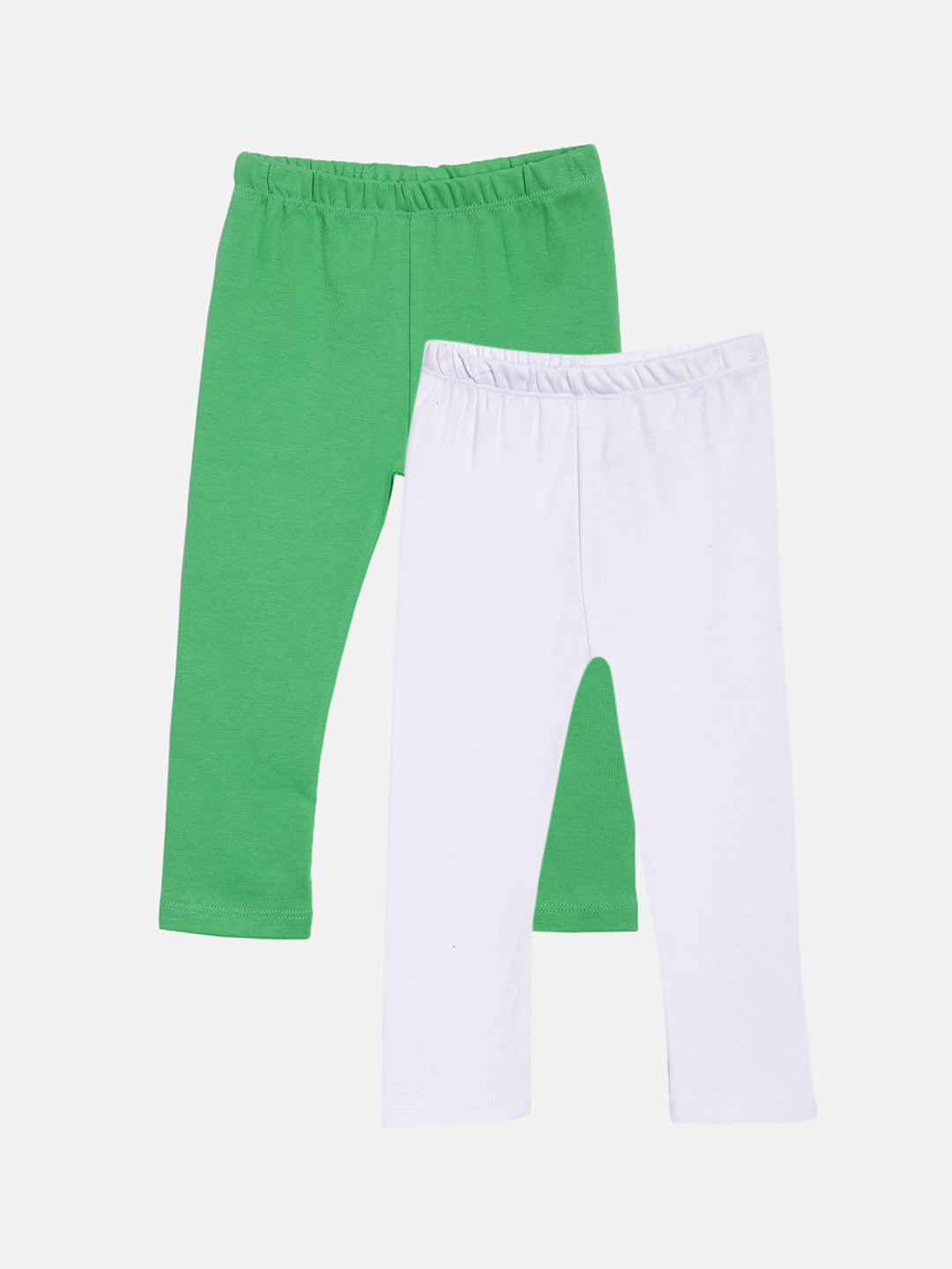 

Kryptic Pack Of 2 Girls Green & White Cotton Leggings