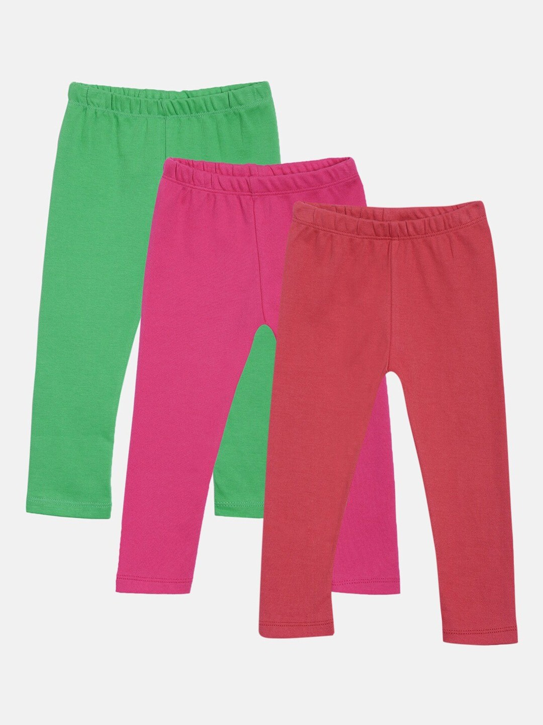 

Kryptic Girls Pack of 3 Green Solid Pure Cotton Leggings
