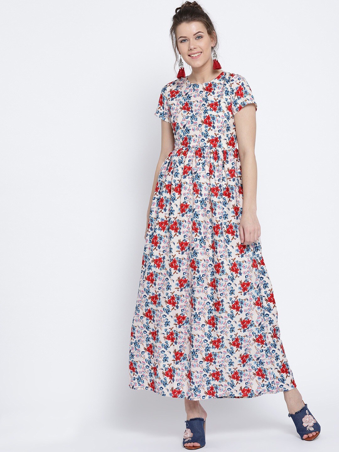 

Sera Women Off White Floral Printed Maxi Dress