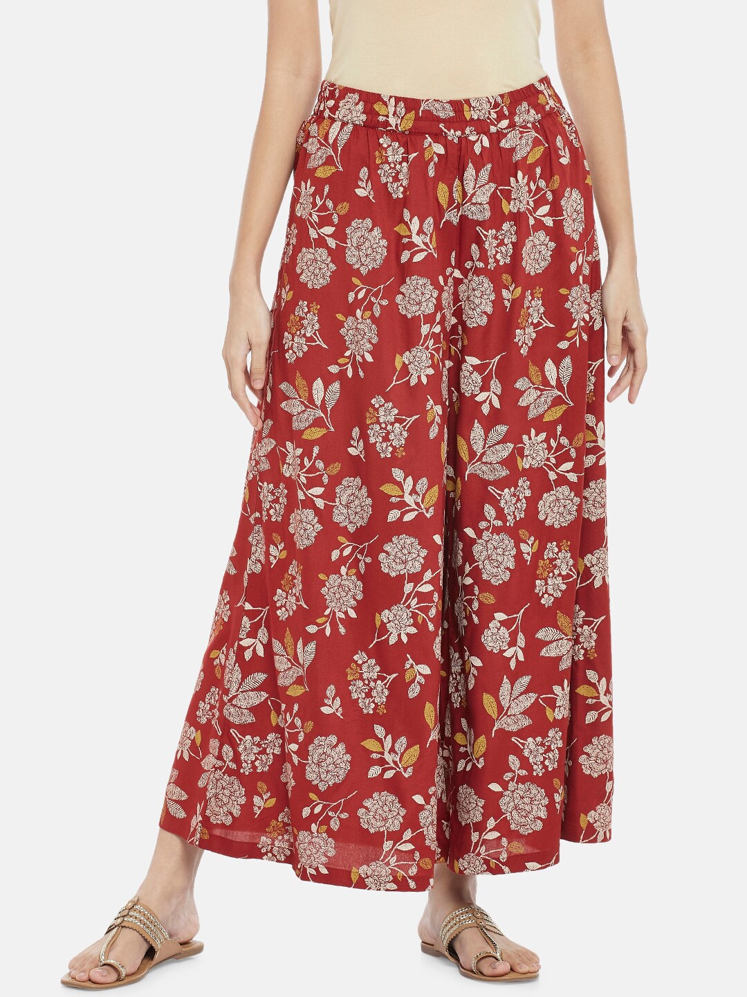 

RANGMANCH BY PANTALOONS Women Maroon Printed Palazzos