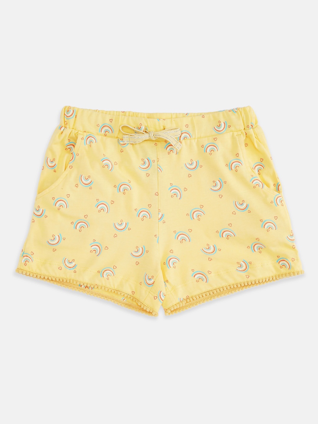 

Pantaloons Junior Girls Yellow Printed Pure Cotton Regular Fit Shorts