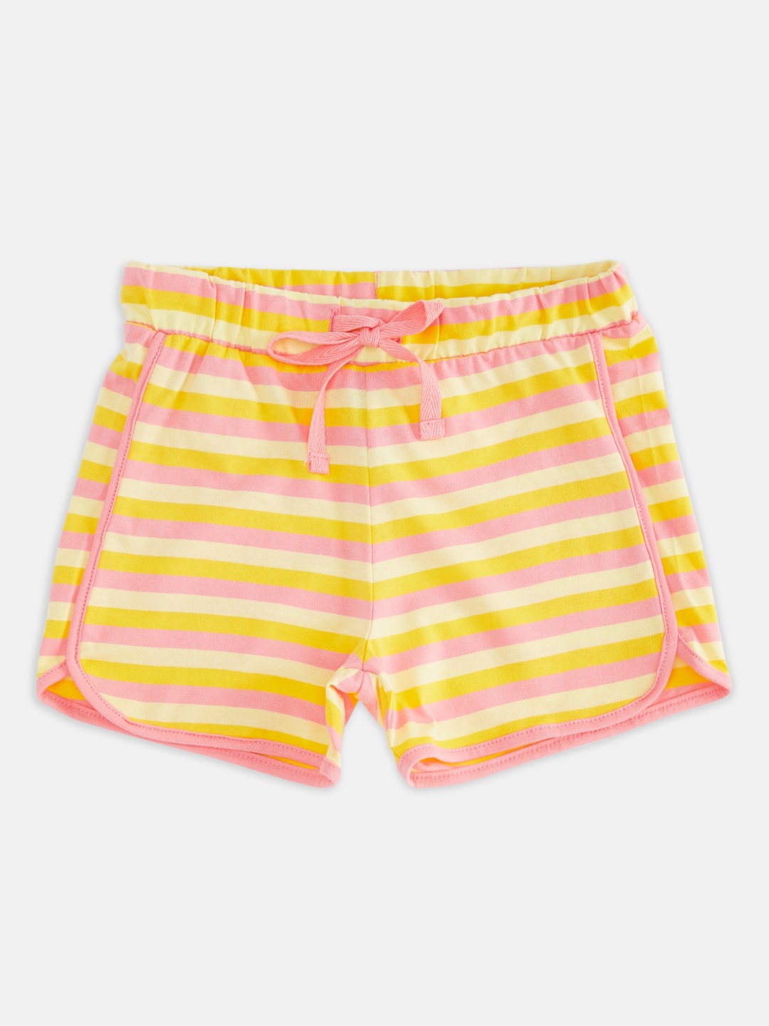 

Pantaloons Junior Girls Yellow Striped Cotton Shorts