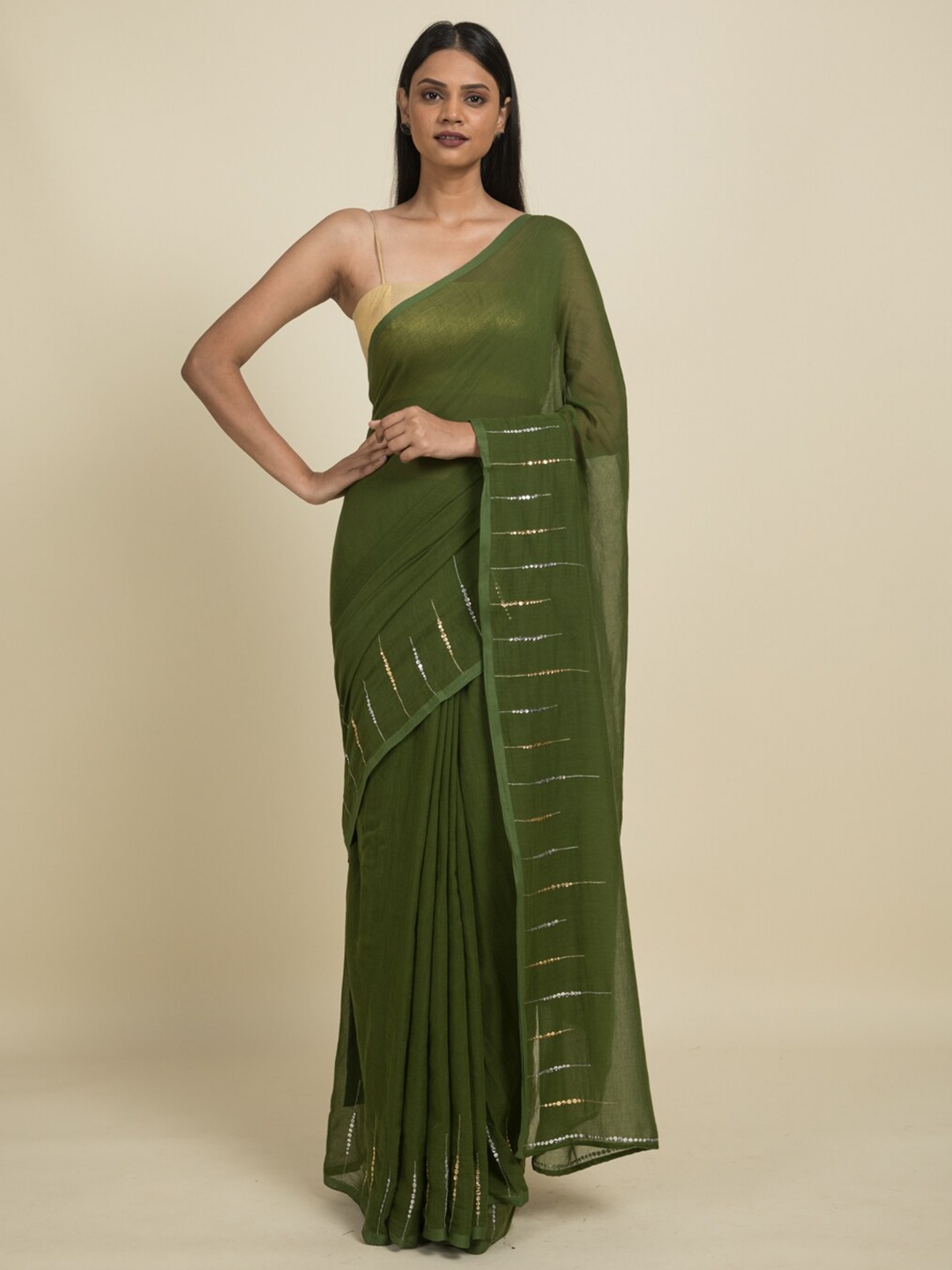 

Suta Women Olive Embellished Saree