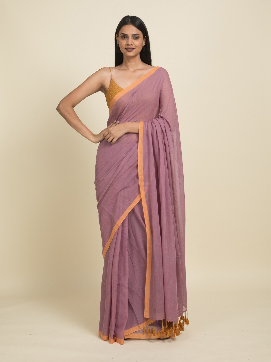 

Suta Women Lavender Solid Pure Cotton Saree