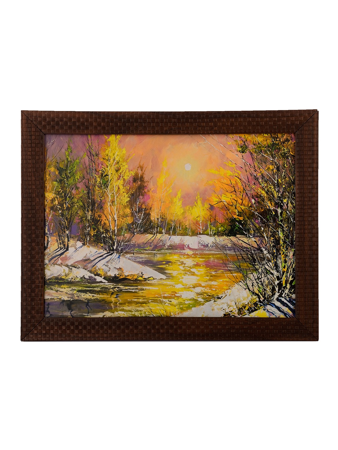 

eCraftIndia Multicoloured Fall Scenery Framed UV Wall Art, Multi