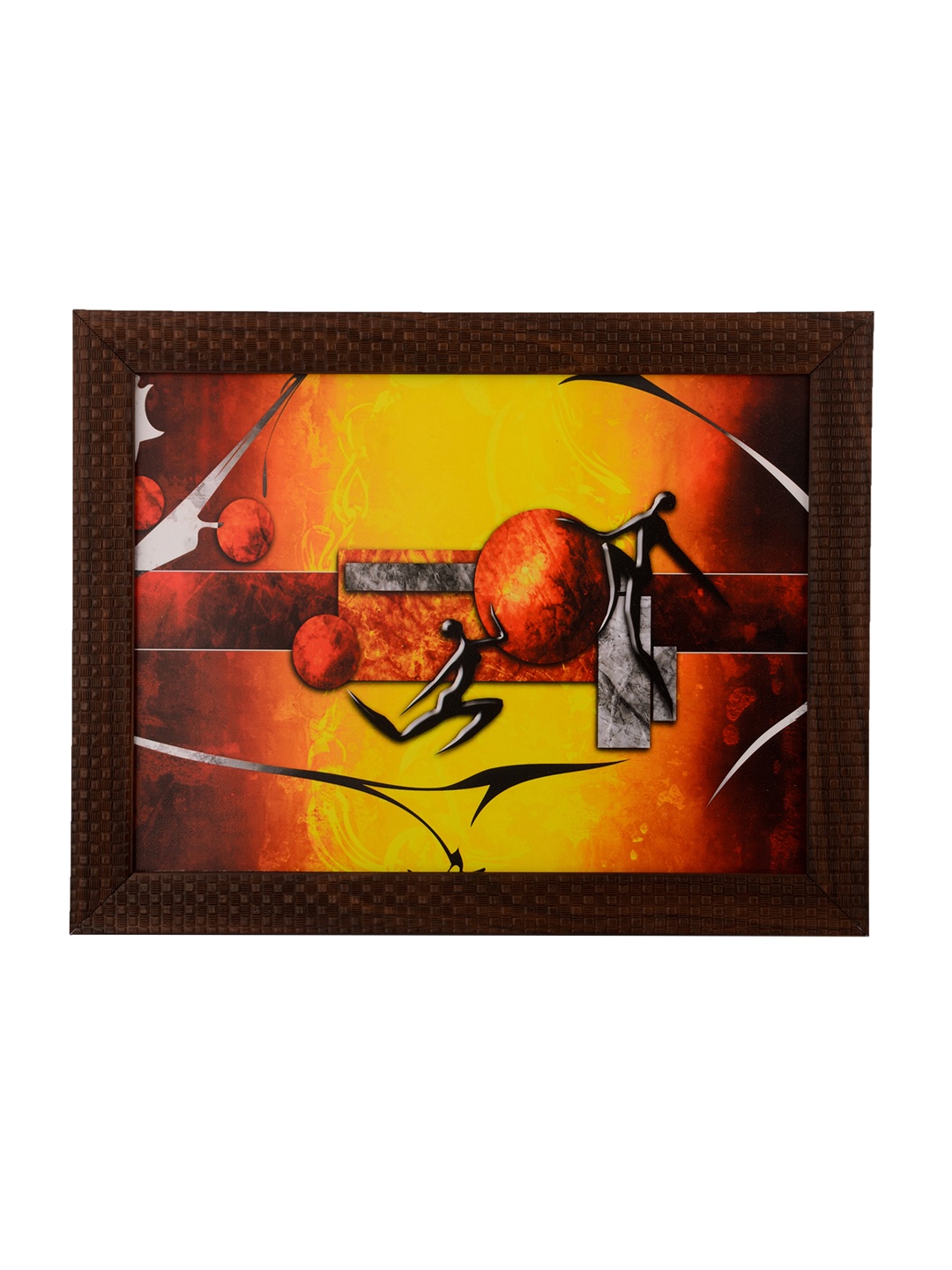 

eCraftIndia Orange & Black Abstract UV Wall Art