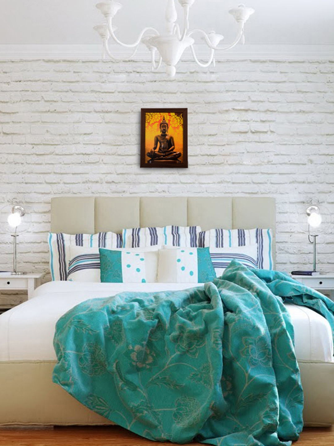 

eCraftIndia Multicoloured Spiritual Meditating Buddha Satin Framed Wall Art, Multi