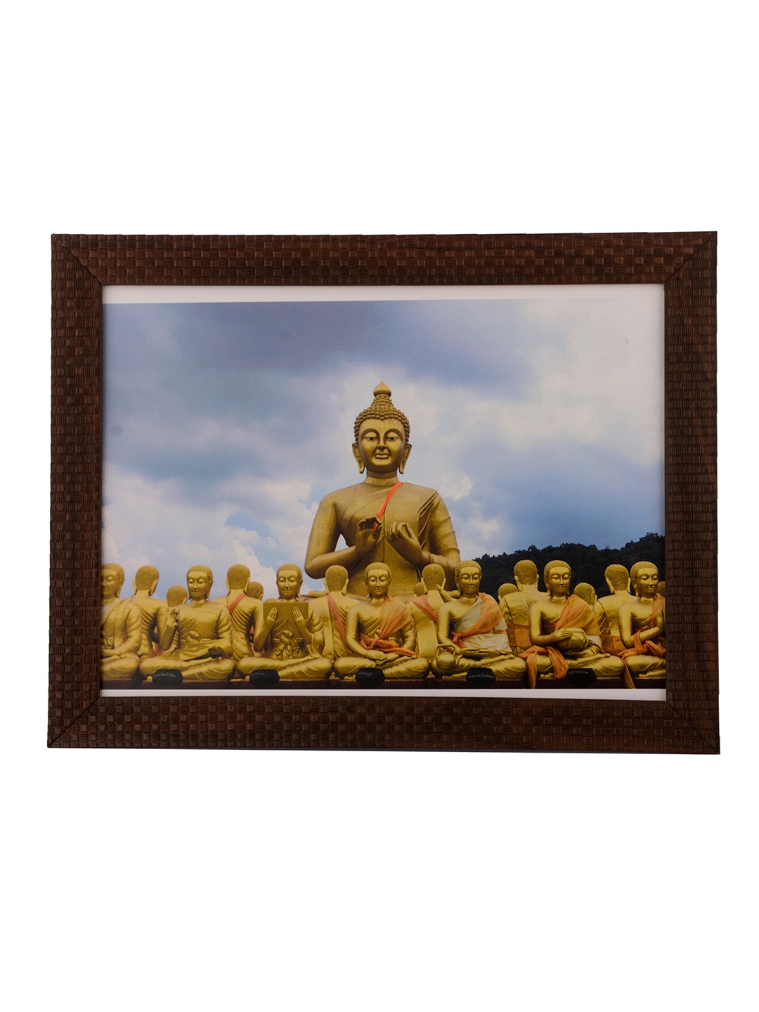 

eCraftIndia Multicoloured Buddha with Monks UV Framed Wall Art, Multi