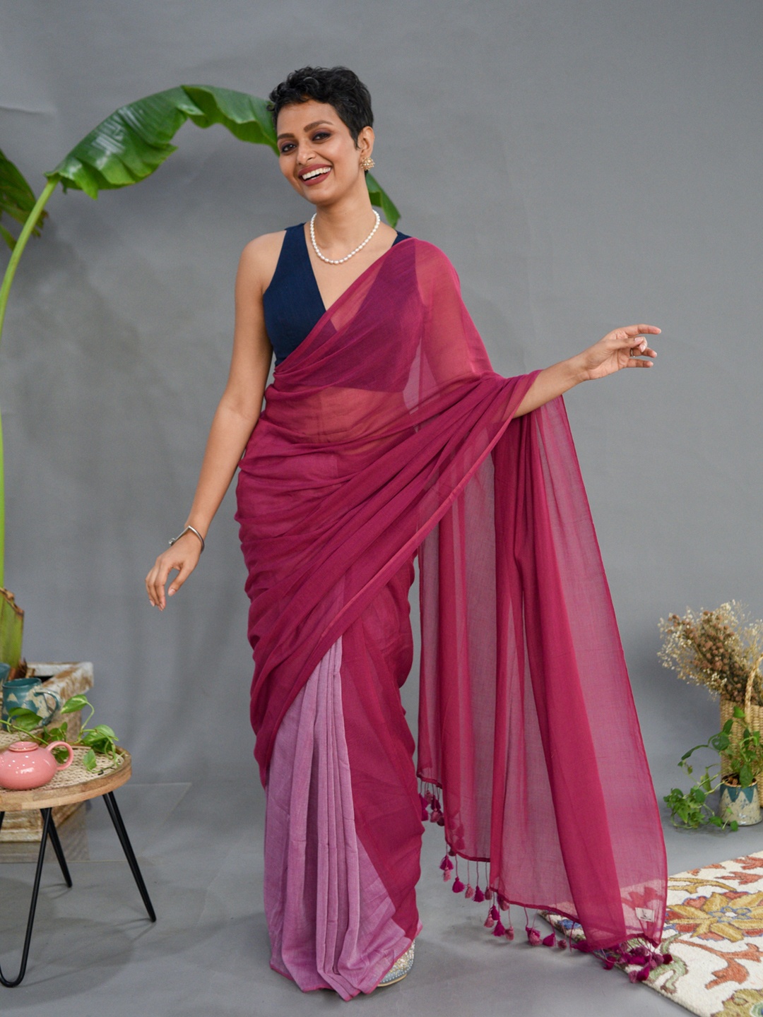 

Suta Magenta Pure Cotton Saree