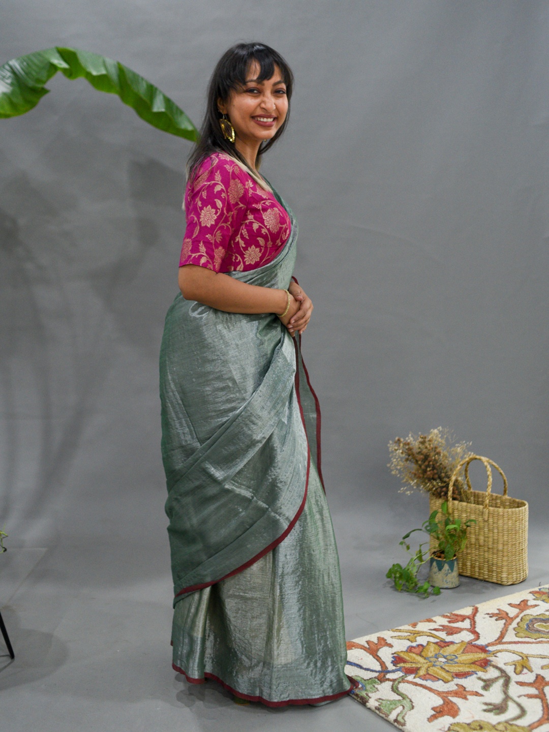 Suta Green & Magenta Saree