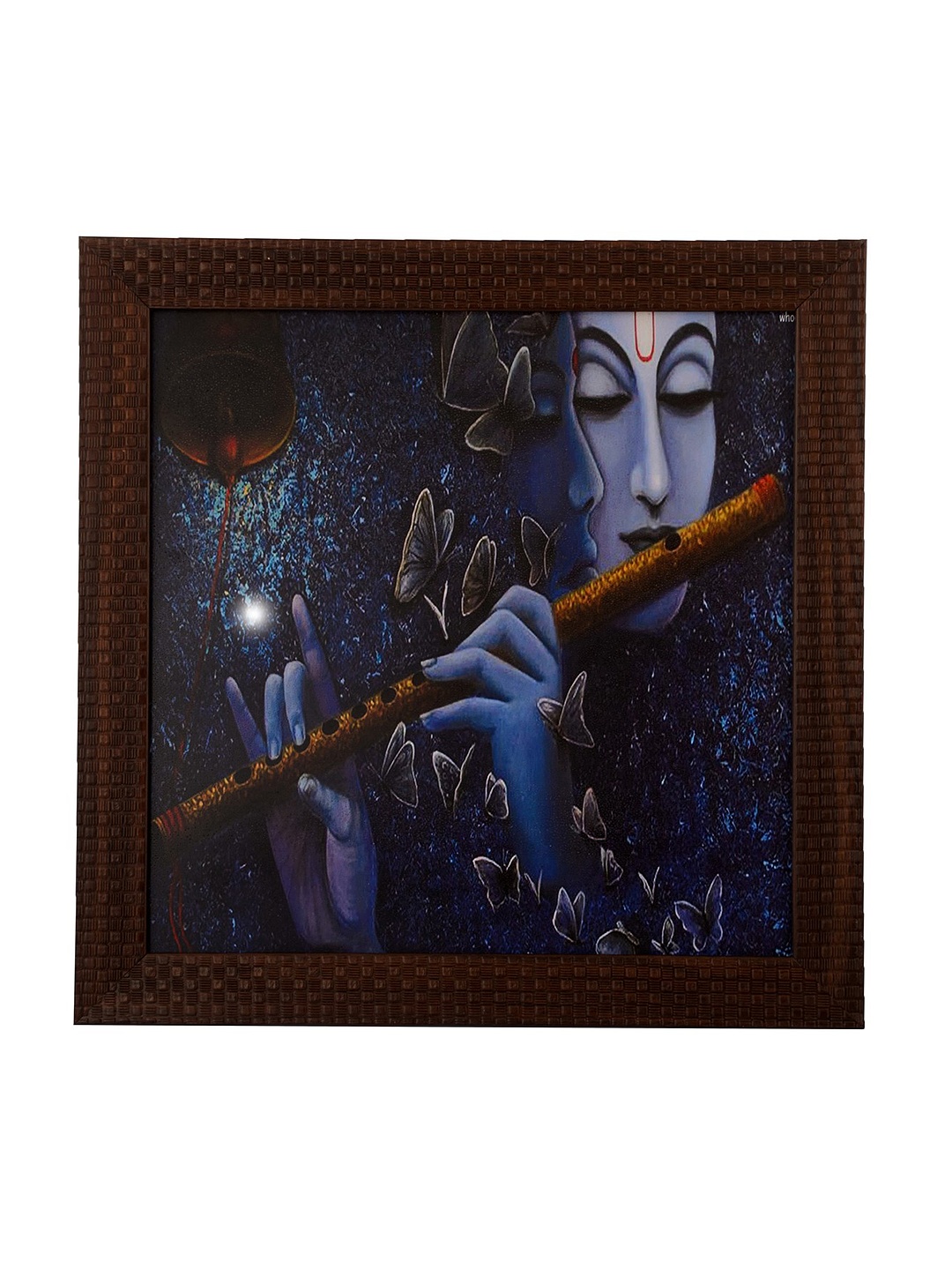 

eCraftIndia Blue Satin Matte Texture Framed Krishna UV Wall Art