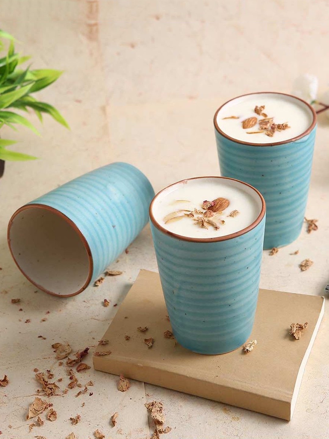 

Wonderchef Set Of 2 Blue Stoneware Lassi Tumbler