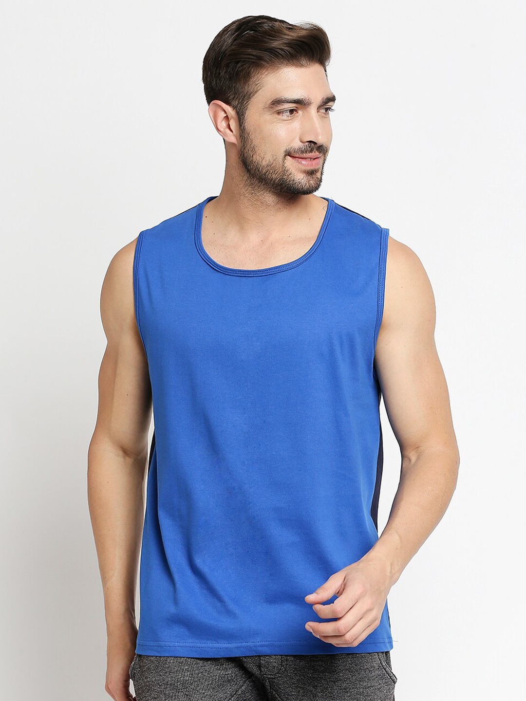 

Blacksmith Men Blue Cotton Training or Gym T-shirt