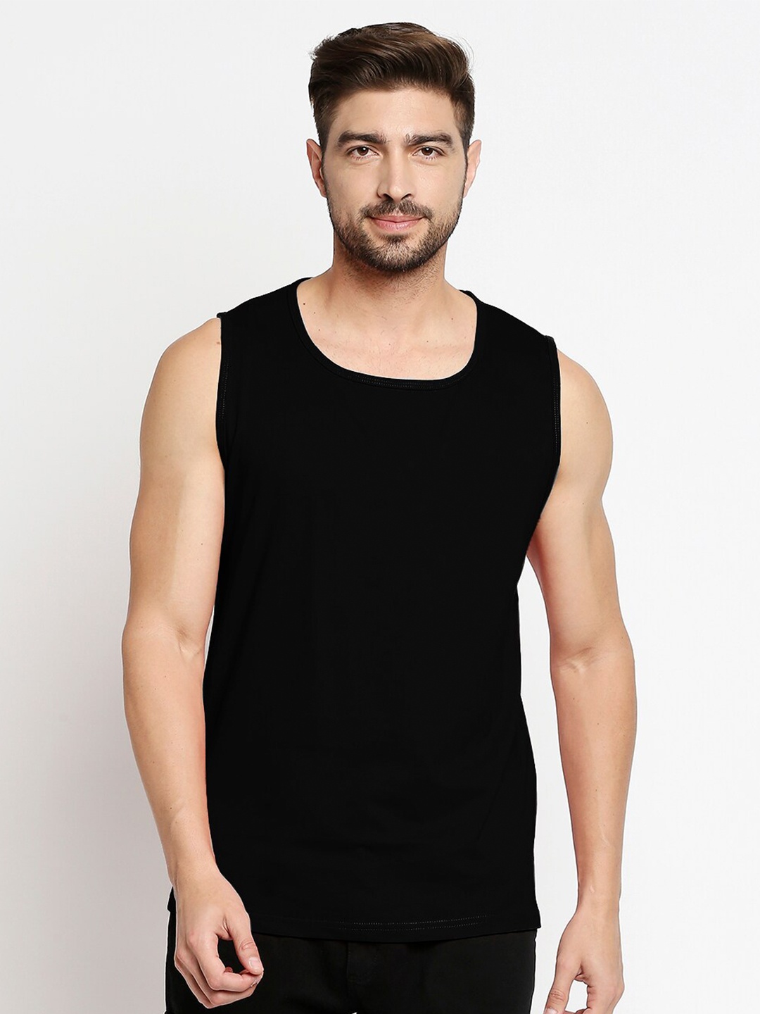 

Blacksmith Men Black Regular Fit Pure Cotton Training or Gym T-shirt