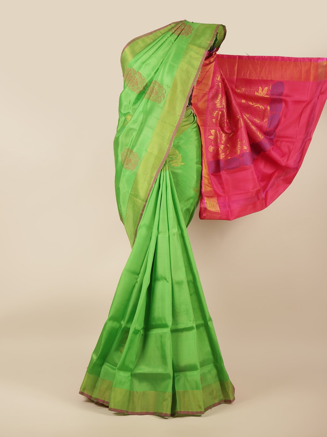 

Pothys Green & Magenta Woven Design Zari Art Silk Saree