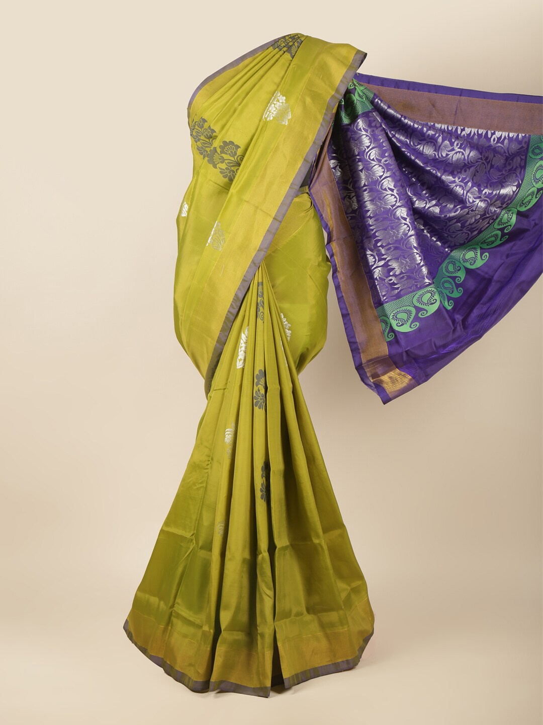 

Pothys Green & Blue Woven Design Zari Art Silk Saree