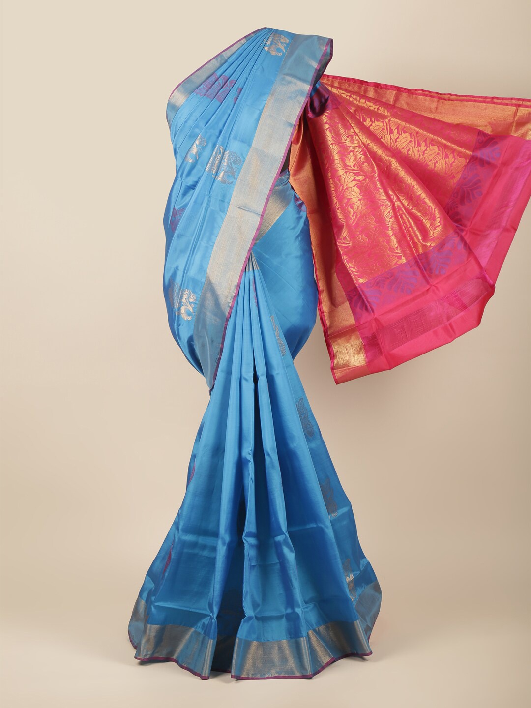 

Pothys Blue & Pink Woven Design Art Silk Saree