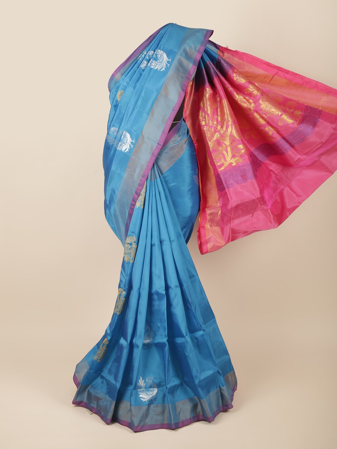 

Pothys Blue & Pink Woven Design Zari Art Silk Saree