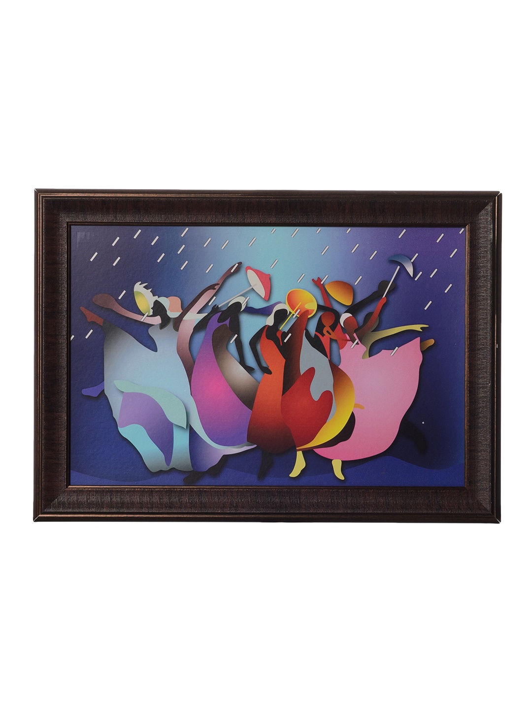 

eCraftIndia Multicoloured Dancing Girls in Rain Framed Wall Art, Multi