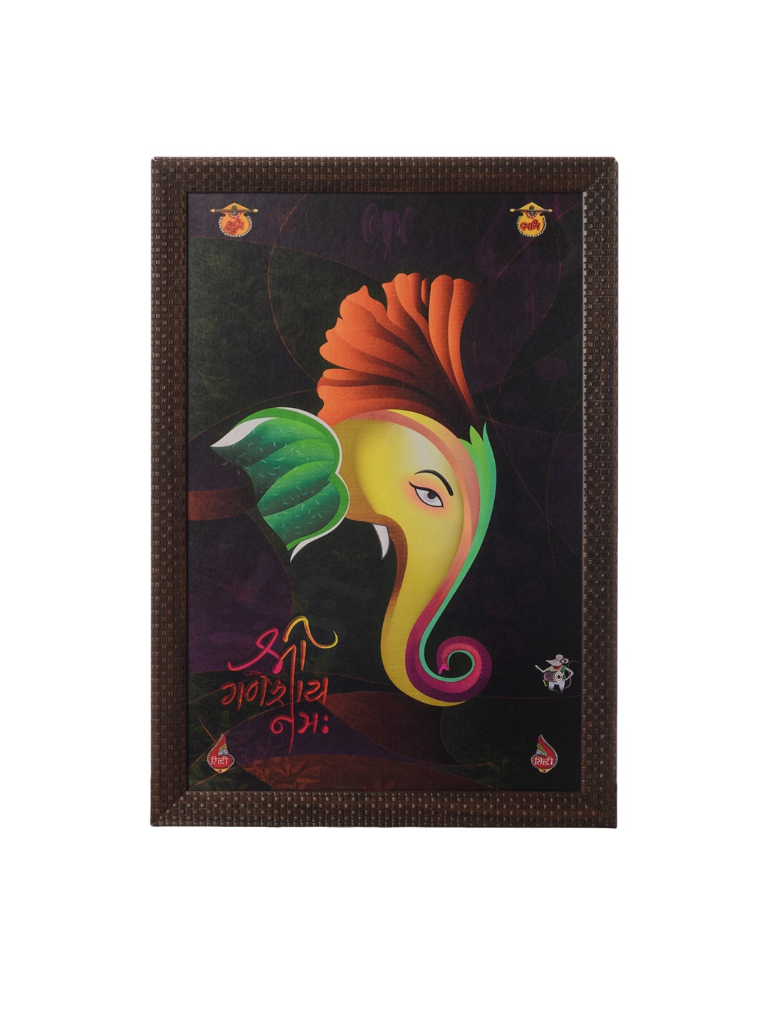 

eCraftIndia Multicoloured Lord Ganesha UV Framed Wall Art, Multi