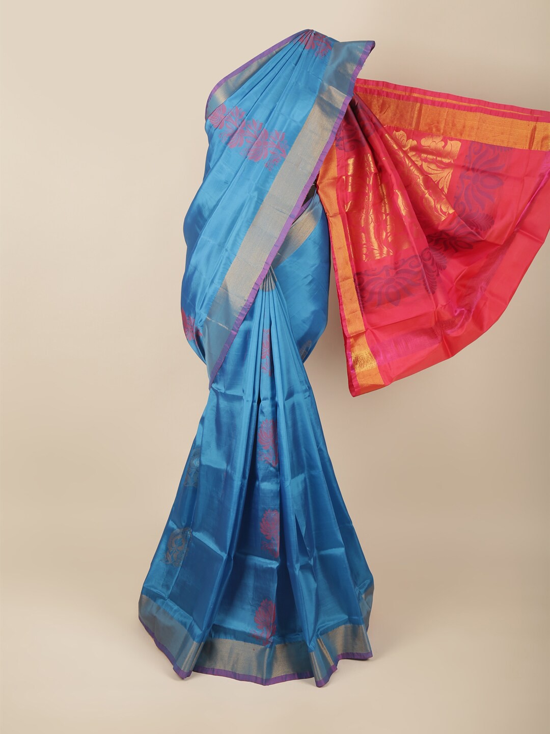 

Pothys Blue & Pink Woven Design Zari Art Silk Saree