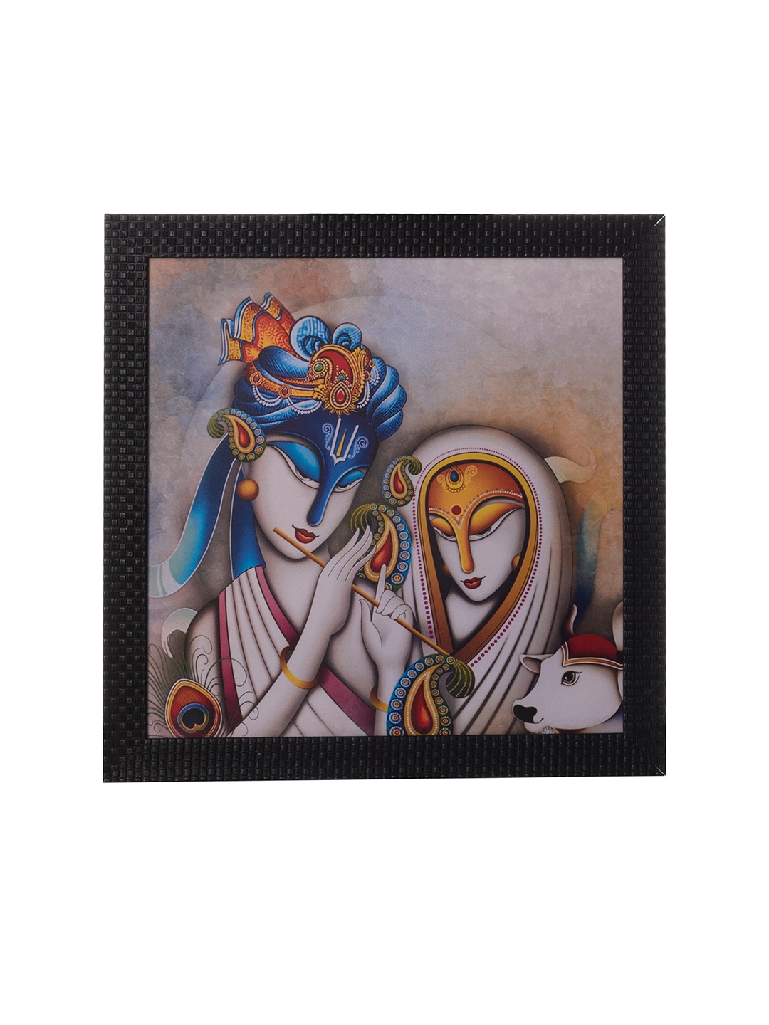 

eCraftIndia Multicoloured Radha Krishna Satin Matt Texture Framed Wall Art, Multi