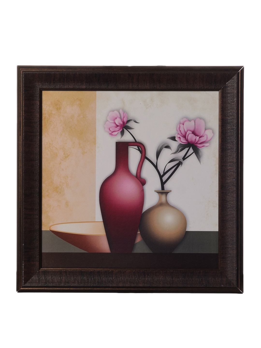 

eCraftIndia Multicoloured Floral Pot UV Wall Art, Multi