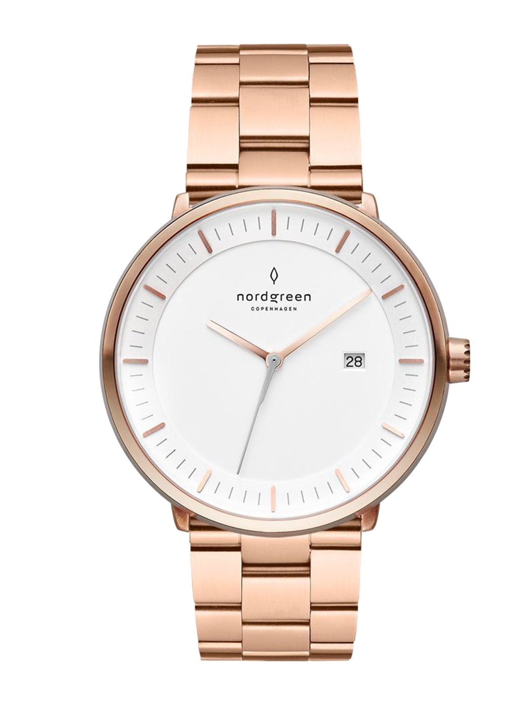 

Nordgreen Men White Dial & Rose Gold Toned Stainless Steel Bracelet Style Straps Analogue Watch