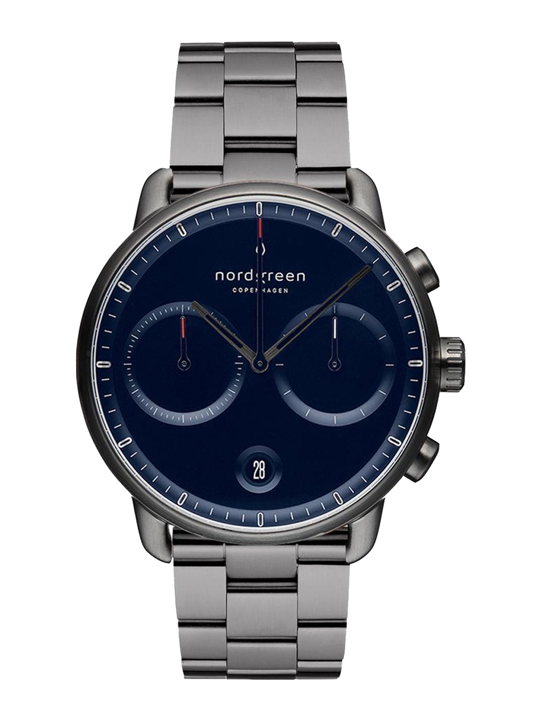 

Nordgreen Men Blue Dial & Gunmetal Toned Stainless Steel Bracelet Style Straps Analogue Watch PI42GM3LGUNA, Metallic