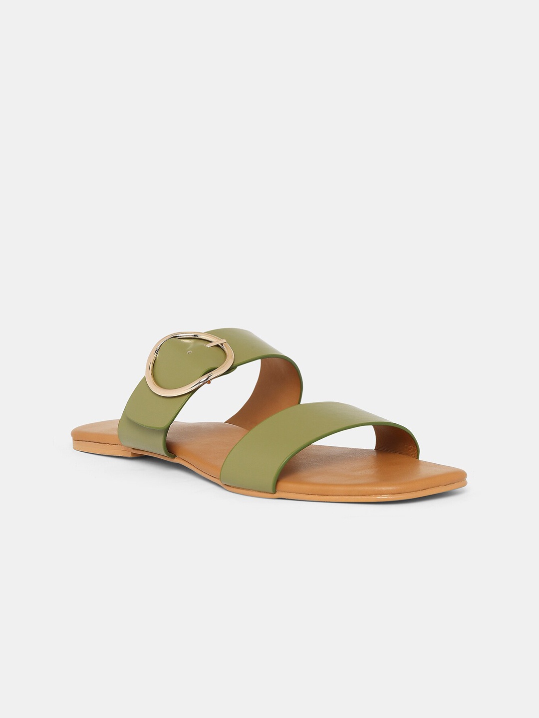 

20Dresses Women Green One Toe Flats with Buckles