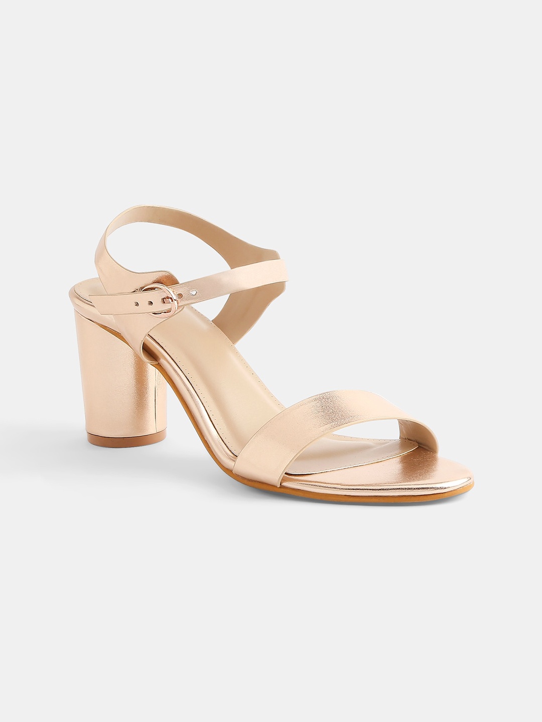 

20Dresses Woman Rose Gold PU Party Block Heels with Buckles