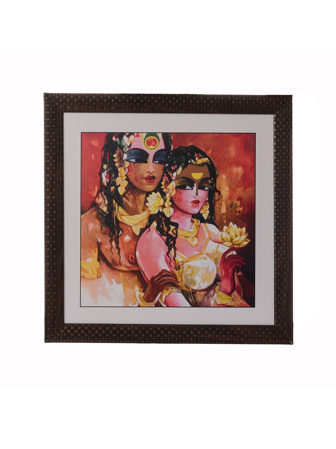 

eCraftIndia Multicoloured Radha Krishna Satin Matt Texture Framed Wall Art, Multi