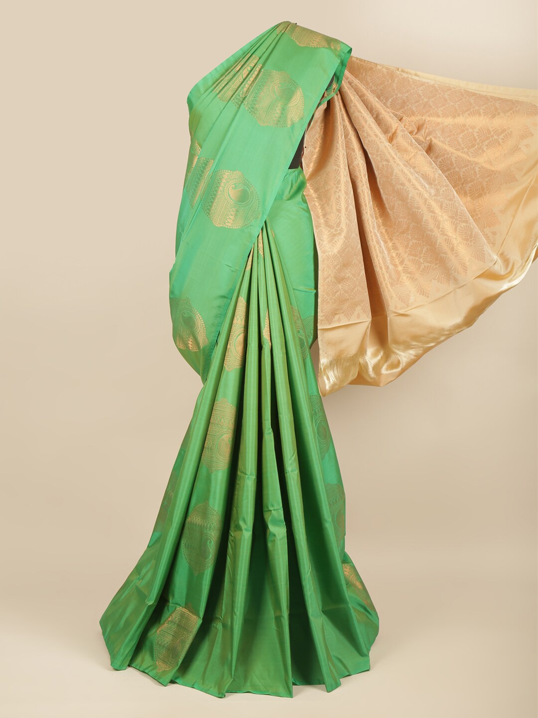 

Pothys Green & Beige Woven Design Zari Art Silk Saree