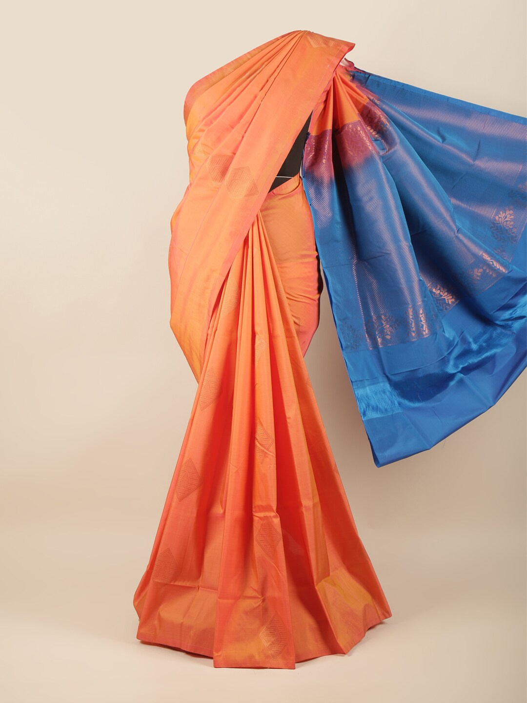 

Pothys Orange & Blue Zari Art Silk Saree