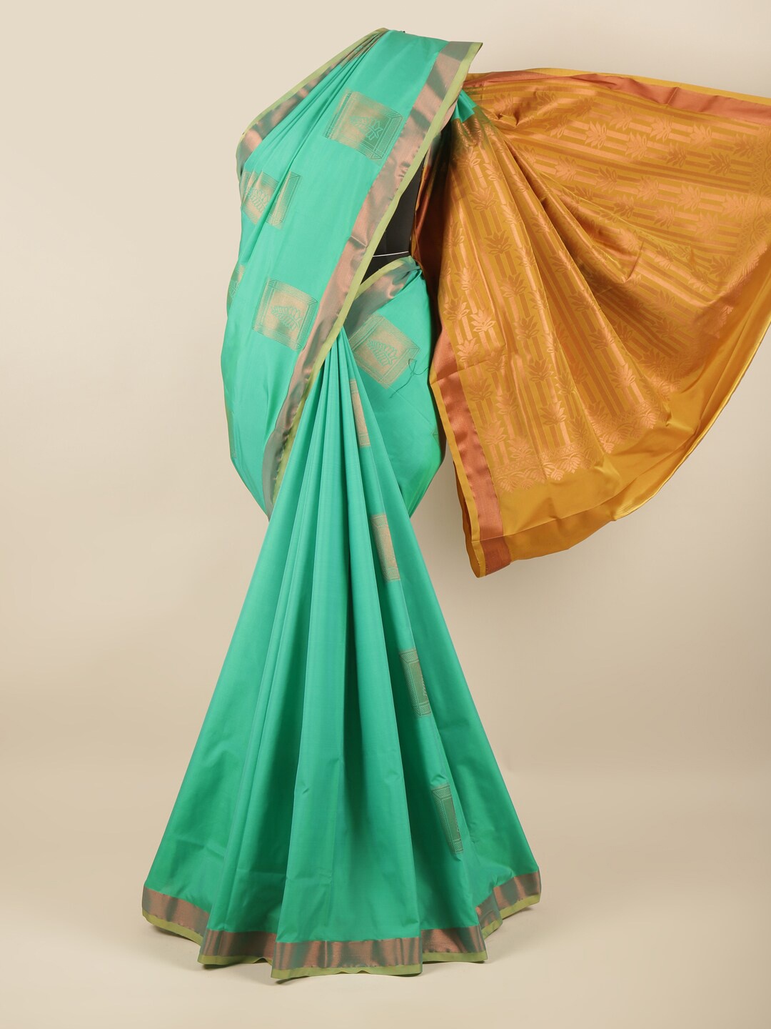 

Pothys Green & Yellow Woven Design Art Silk Saree