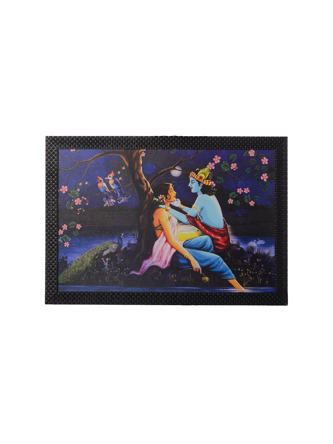 

eCraftIndia Multicoloured Radha Krishna Satin Matt Texture Framed Wall Art, Multi