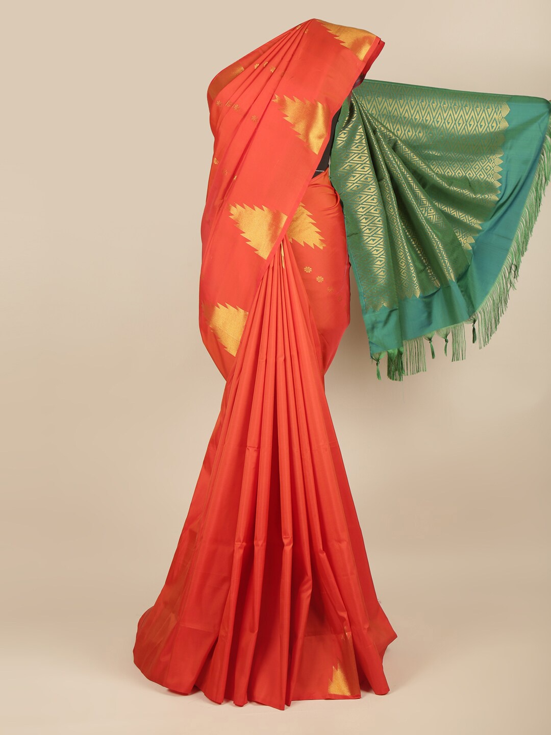 

Pothys Orange & Green Art Silk Saree