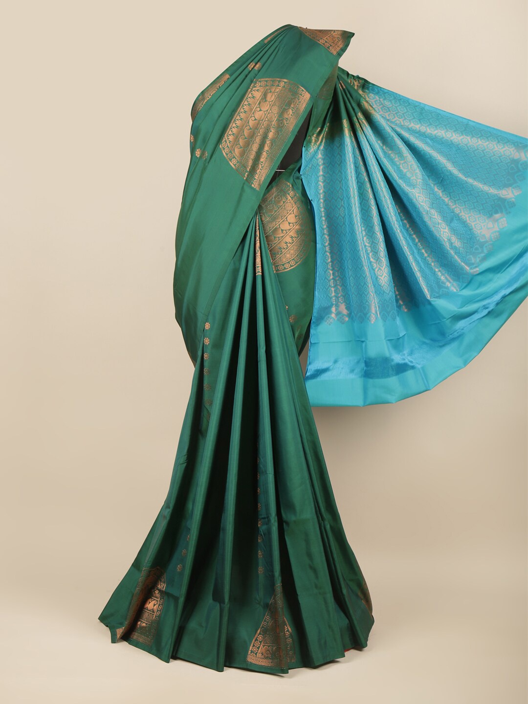 

Pothys Green & Blue Woven Design Zari Art Silk Saree
